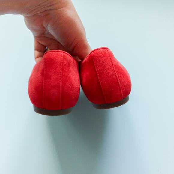 NWOB Vionic Klara Red Square Toe Bow Leather Suede Ballet Flats Size 6 - Picture 8 of 8